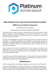 GDPR Company Policy Best Practice Mission Statement